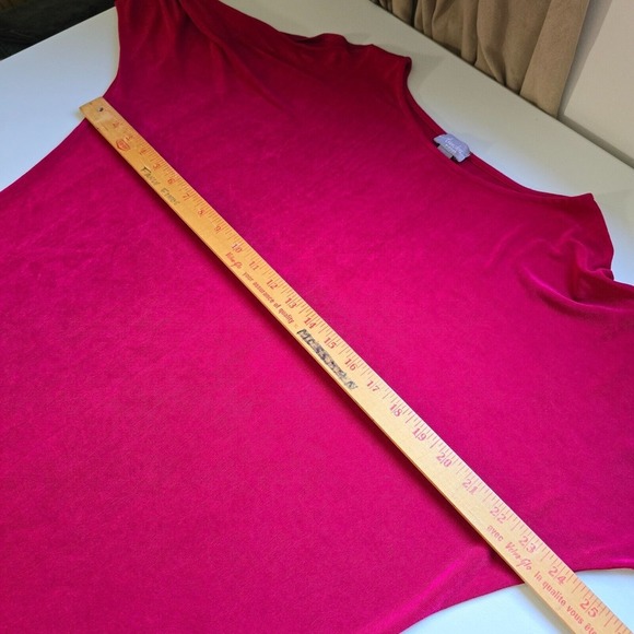 Chicos Travelers Cold Shoulder Top Womens Large Red Slinky Ruched Party Holiday - Picture 9 of 12